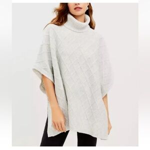 LOFT Light Gray Turtleneck Poncho
